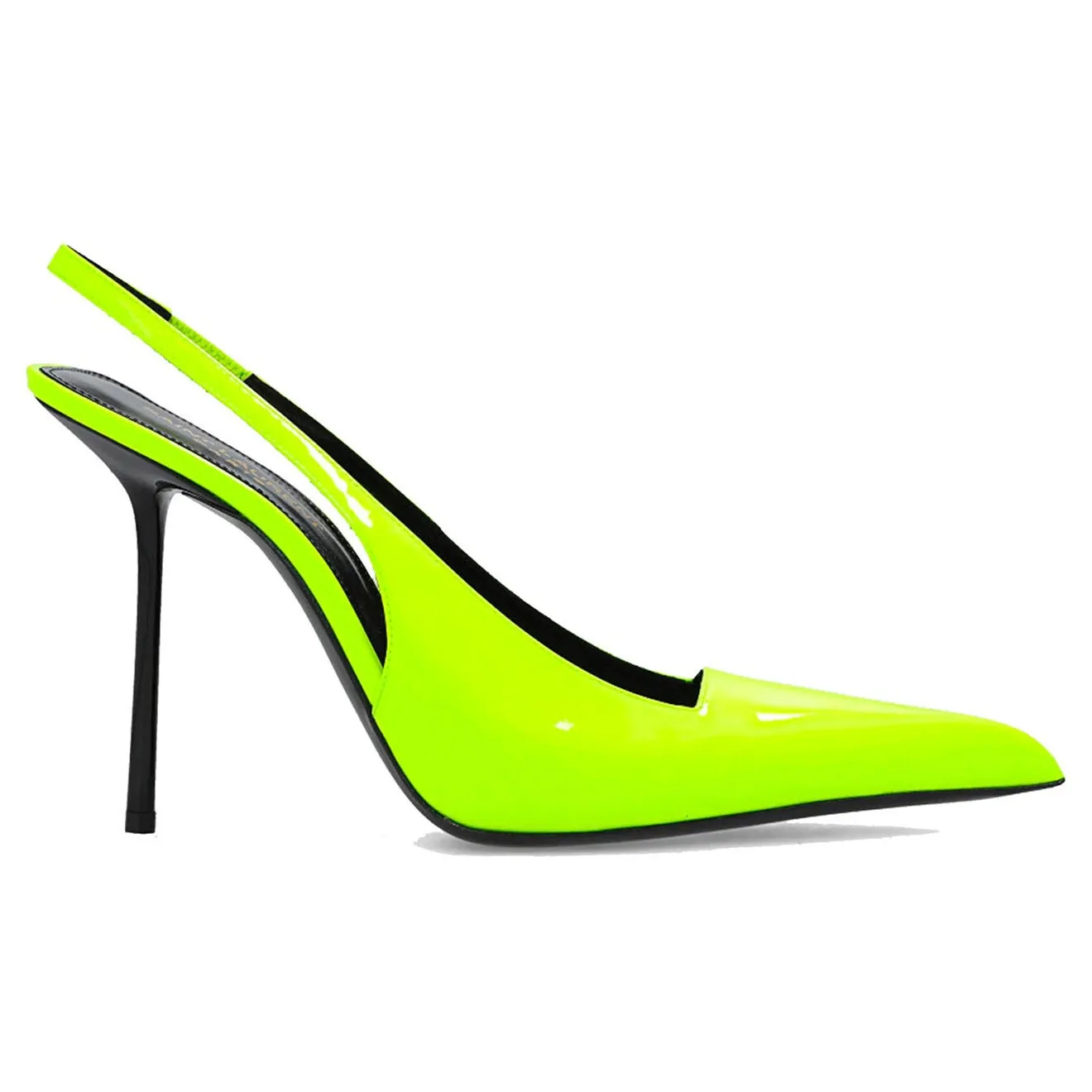 Slingbacks en Cuir verni Kiss jaune fluo - Talon 10.5 cm