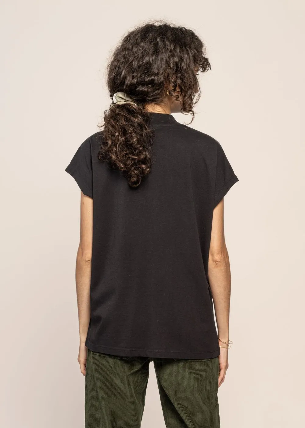 T-shirt en coton bio | noir "heart volta t-shirt - black" femme