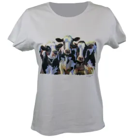 T-shirt femme manches courtes - Vaches - 22796 - Blanc 
