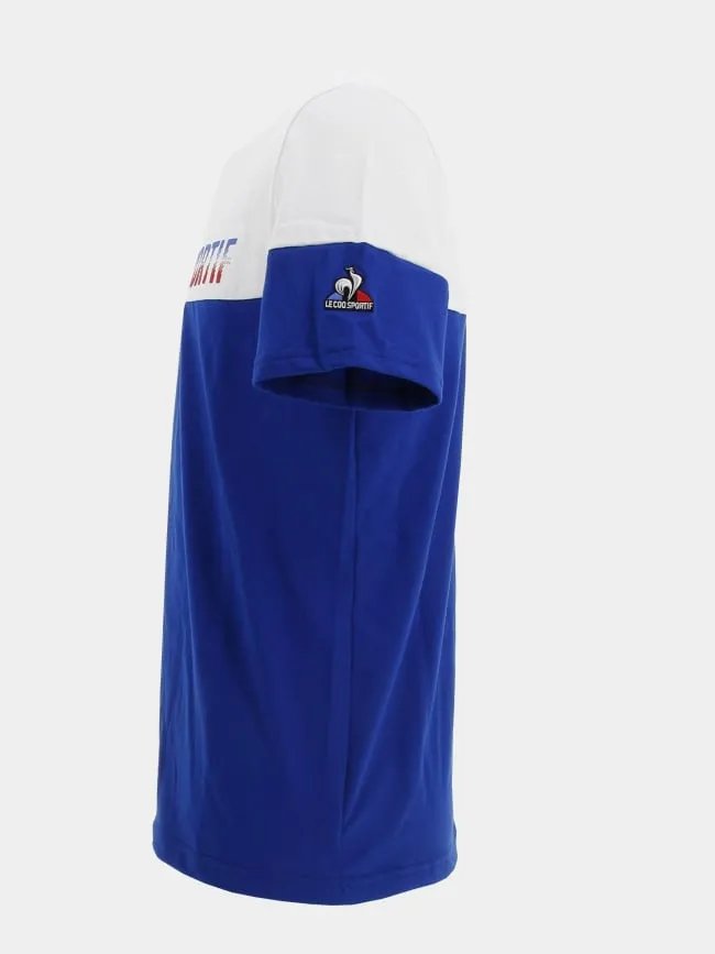 T-shirt logo tricolore bleu et blanc - Le Coq Sportif | wimod