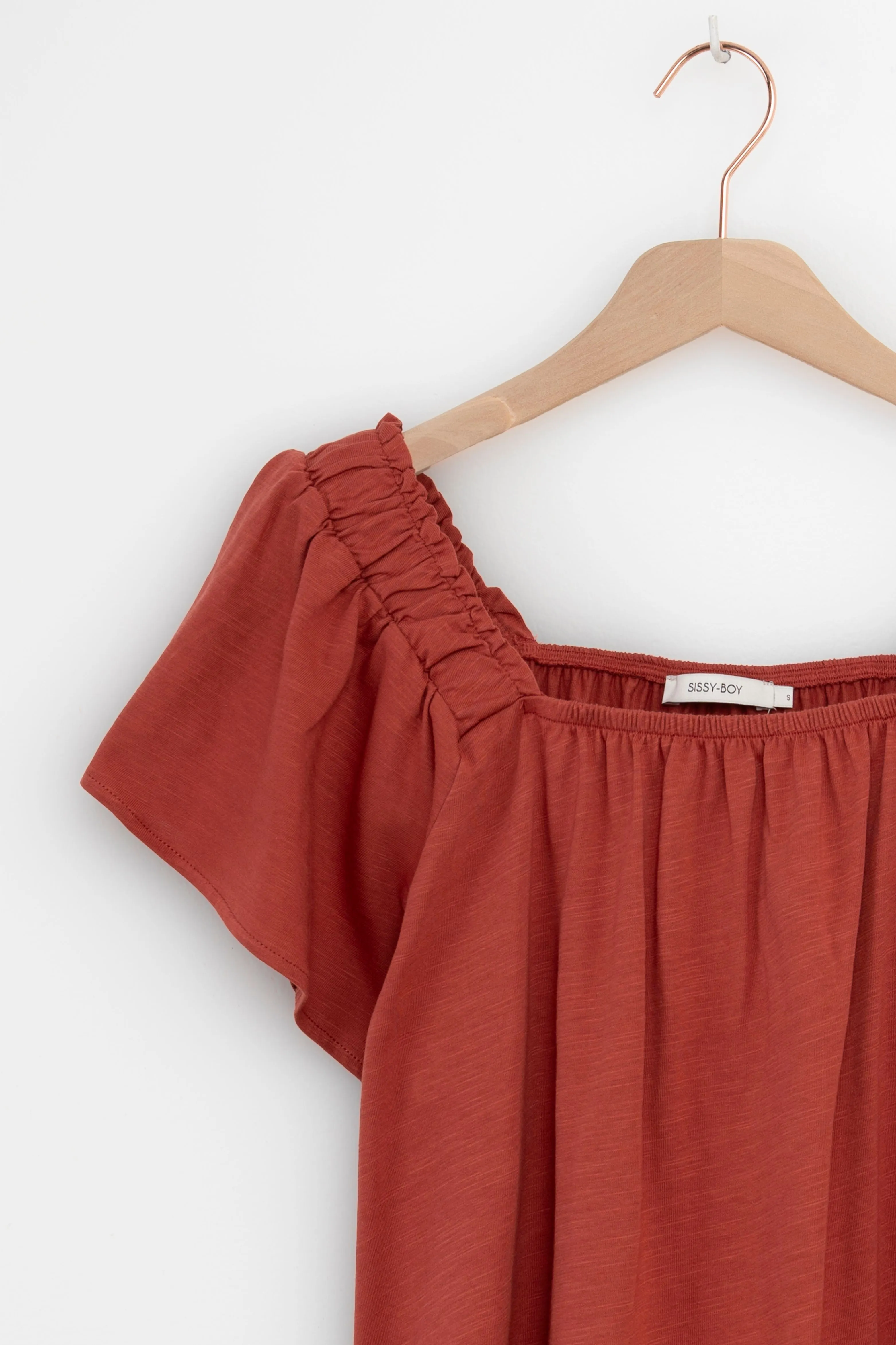 Top avec encolure carrée - rouge foncé