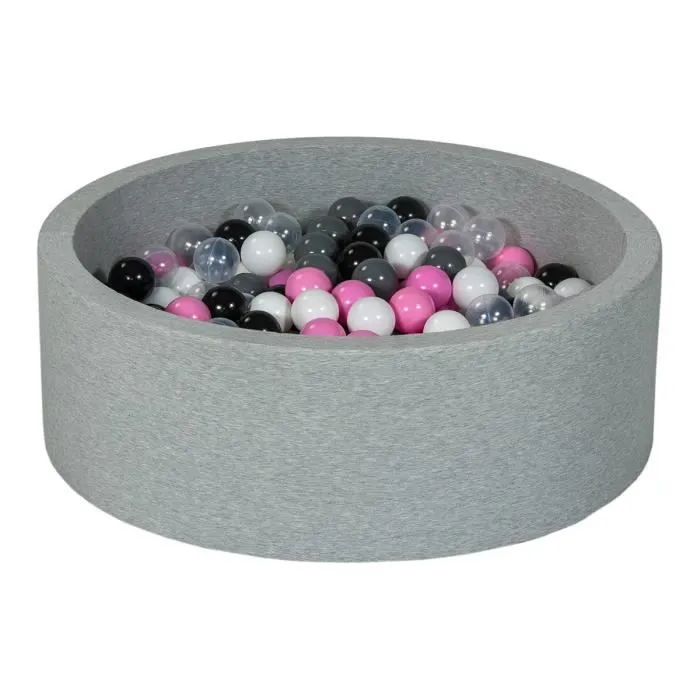 Velinda - 24152 - Piscine à balles Aire de jeu + 300 balles noir, blanc, transparent, rose clair, gris